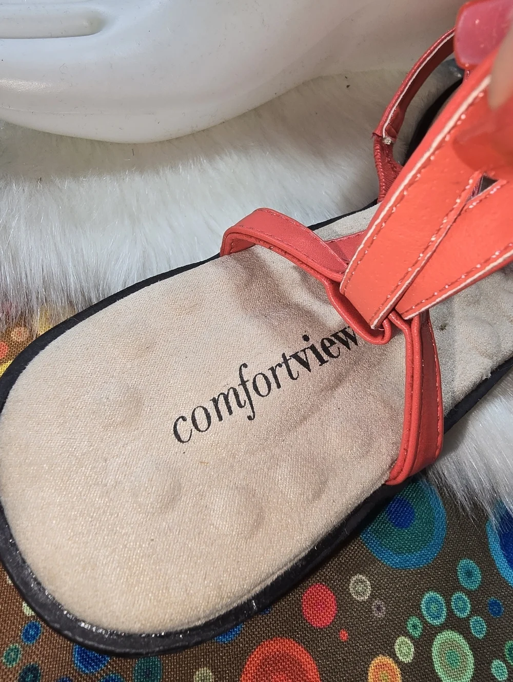 Comfortview Eve Womens Coral Flower Slingback Sandals - Picture 9 of 11